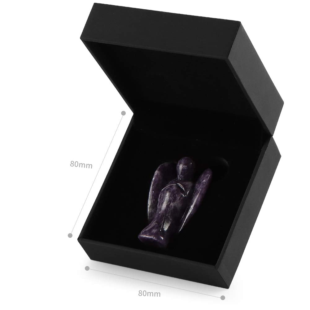 Artistone 2.0" Guardian Angel Statue Crystal Figurines,Hand Carved Pocket Purple Lepidolite Protective Peace Reiki Healing Angel Stone for Home Christmas Decoration(Gift Box)