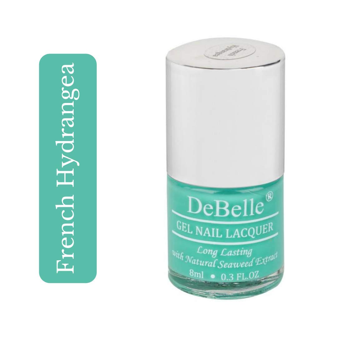 Debelle Gel Nail Polish French Hydrangea (Midtone Green Nail Paint)|Non Uv - Gel Glossy Finish |Chip Resistant | Seaweed Enriched Formula| Long Lasting|Cruelty And Toxic Free| 8Ml