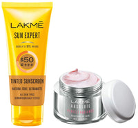 Lakmé Sun Expert Tinted Sunscreen For Dry Skin Type 50 Spf, 100 G & Absolute Perfect Radiance Brightening Day Crème (Cream) With Niacinamide & Micro Crystals 50G Pack of 2