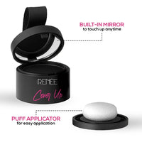 RENEE Cover-Up Hair Powder- Black, Helps Cover Grey Roots & Bald Spots Instantly, Highly Pigmented, Fuller and Denser, Long-Lasting & Matte Finish, Fine Powder for Flawless Application, 4gm
