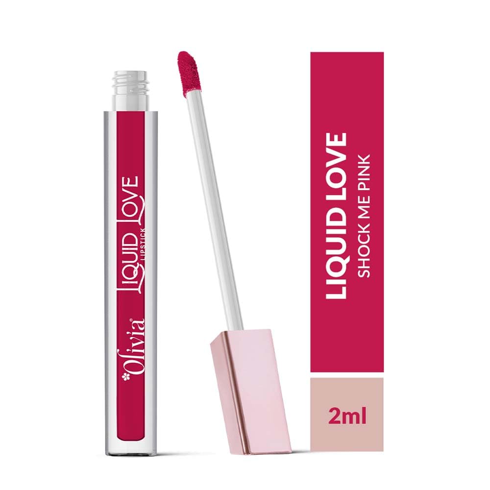 Oliva Liquid Lipstick, 12HR Long-lasting Matte Lipstick, Non Transfer, High Coverage, Water & Smudge Proof, Light Weight & Cruelty-Free - 2ml (Shock me Pink 7)