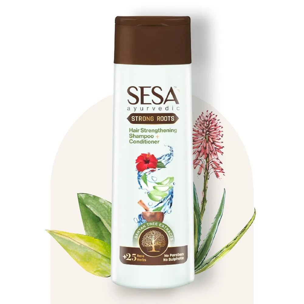 SESA Ayurvedic Strong Roots Hair Shampoo And Conditioner 200 ml Paraben & Sulphate Free Strengthening Roots Nourishes Scalp For Men & Women