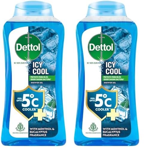 Dettol Body Wash and Shower Gel for Women and Men, Cool - 250ml | Soap-Free Bodywash | 12h Odour Protection (Pack of 2)