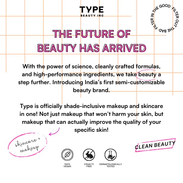 TYPE BEAUTY INC. Get Even Waterproof Concealer For Face Makeup with Vitamin C, Niacinamide & Bakuchiol | Reduces Dark Spots & Pigmentation | Crease Free | For Women & Men - Frappe (15) | 8 ML