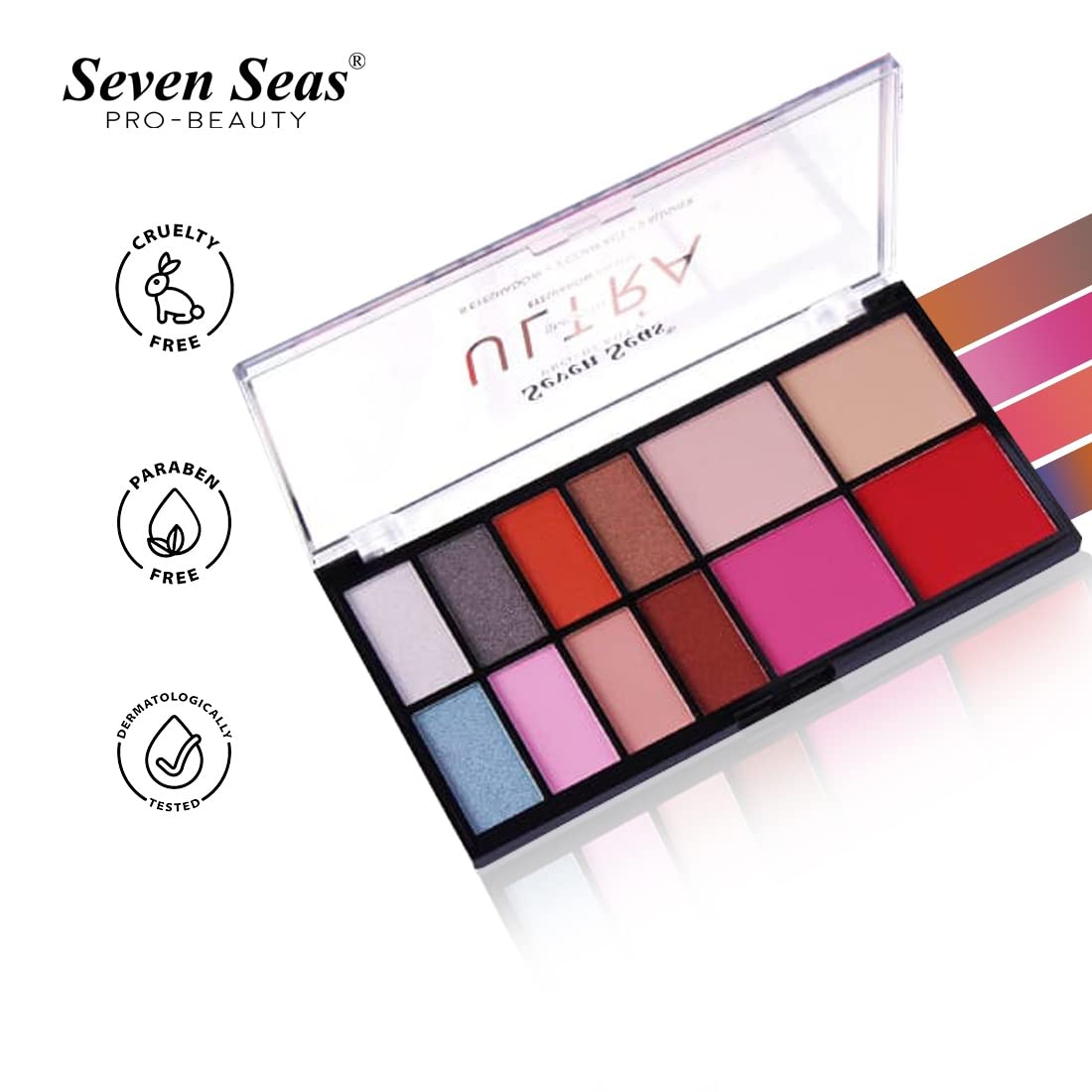 Seven Seas Matte Shimmer Makeup Pallet Highly Pigmented Colorful Powder Long Lasting Waterproof Eye Shadow Eye Shadow Palette 30g (Skin)