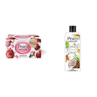Pears Naturalé Pomegranate Brightening Bathing Soap Bar, 125 g (Pack of 3) & Pears Naturale Nourishing Coconut Water Bodywash, 250 ml