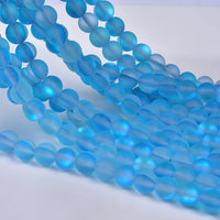 Asingeloo 48PCS 8mm Natural Sky Blue Mystic Aura Quartz Gemstone Frosted Matte Titanium Round Loose Spacer Beads 15 inch Full Strand Crystal Healing Power Quartz