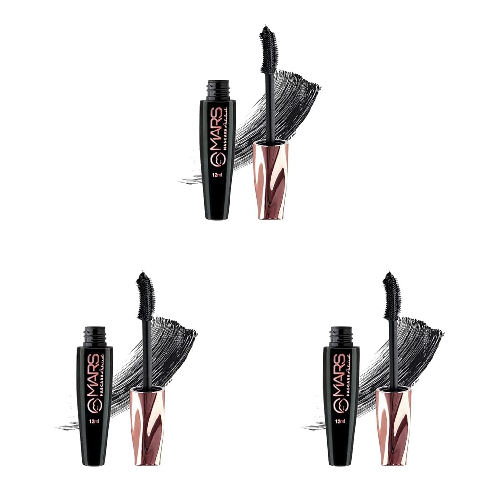 MARS Fabulash Volumising Mascara | Up to 18 Hours Stay | Waterproof with Intense Jet Black Color (12ml) (Pack of 3)