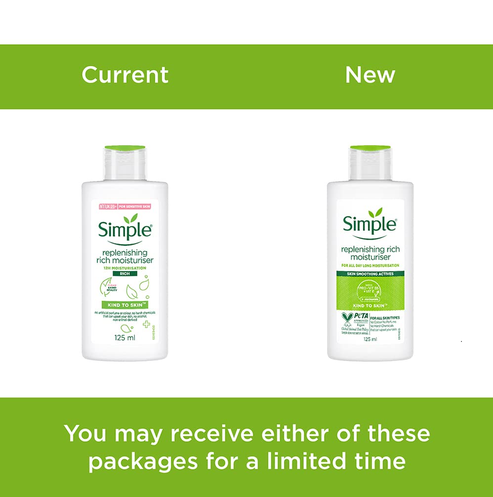 simple Kind To Skin Replenishing Rich Moisturiser Lotion 125 Ml | For All Day-Long Moisturisation | For Normal To Dry Skin