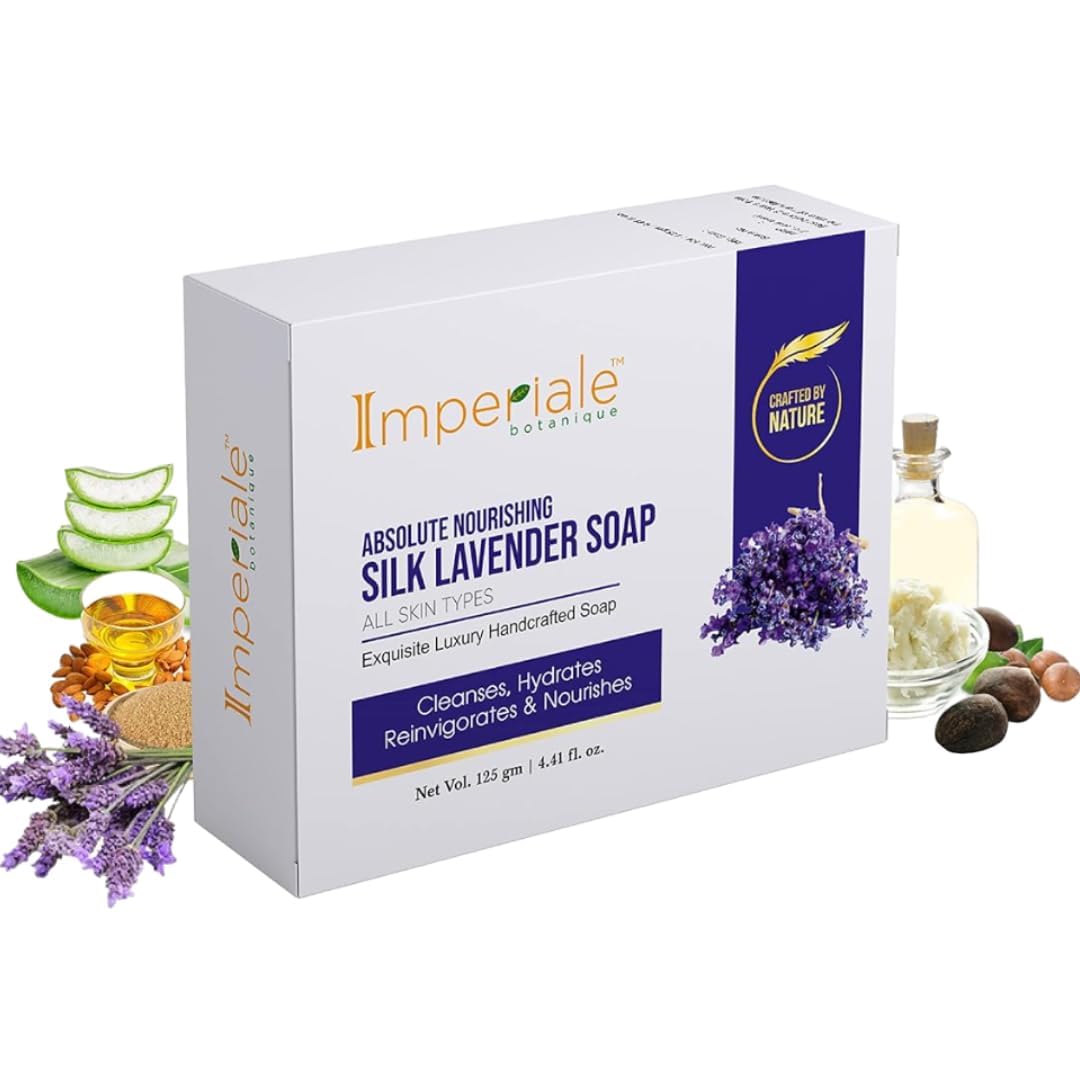 Imperiale Botanique Absolute Nourishing Handmade Lavender Soap for Women & Men | 125 GM | Luxurious Handcrafted Bath Soap | Ashwagandha, Shea Butter, Silk Protein & Lavender Oil | Scented Soap For Smooth, Soft & Radiant Skin