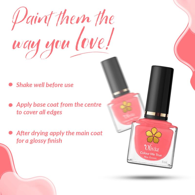 Olivia Nail Paint for Glossy Finish - 5ml (9 Coral Jellyfish)