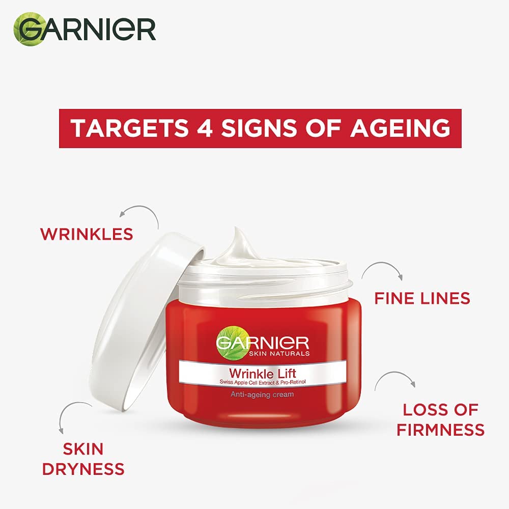Garnier Wrinkle Lift Anti Ageing Cream 40g + Garnier Bright Complete Vitamin C Serum 7ml (2 ITEM IN SET)