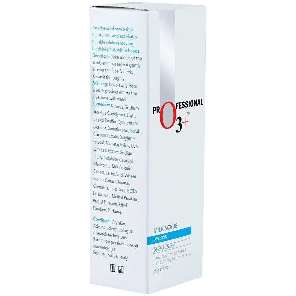 O3+ Milk Scrub Enriched with Macadamia Nuts Extracts for Clean & Bright Complexion & O3+ Brightening and Whitening Face Wash Combo