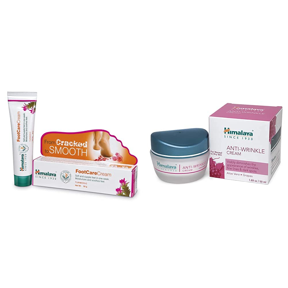 Himalaya Wellness Foot Care Cream | Moisturizes and Soothes Feet |, 50gm and Himalaya Herbals Anti-Wrinkle Cream, 50g