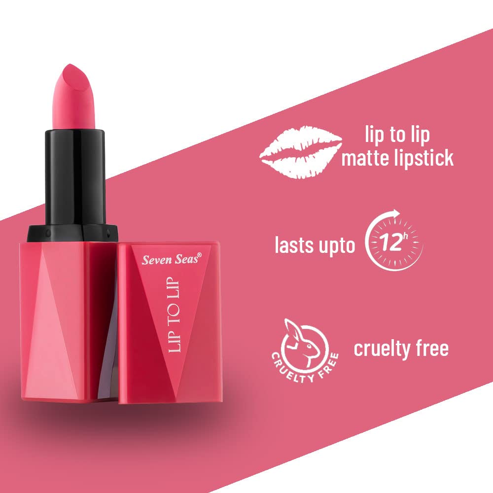 Seven Seas Lip To Lip Matte Full Coverage Long Lasting Lipstick | Smooth Application |Transferproof & Smudge Proof | Highly Pigemented Lipstick for Women (Chestnut Rose)