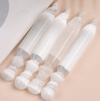 JIC Gem 4 Pcs Selenite Wand 6 Inch Natural Spiral Selenite Sticks Crystal Point for Reiki, Healing, Meditation, Chakra, Positive Energy B-spiral4 Wand 6