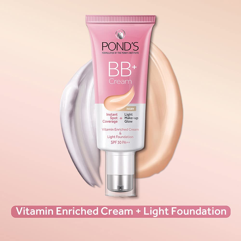 POND'S BB+ Cream, Instant Spot Coverage + Light Make-up Glow, Ivory 30g