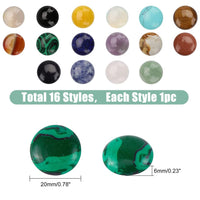 SUPERFINDINGS 16PCS Half Round Gemstones Cabochon 20mm Flat Back Gemstone Cabochons 16 Color Healing Quartz Chakra Crystal Stone for Bracelet Necklace Jewelry Making 16 Colors