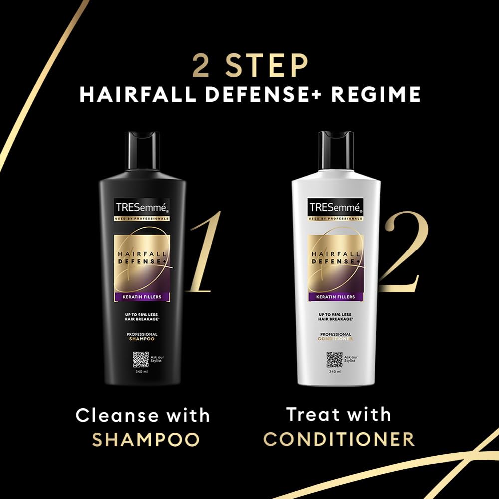 Tresemme Hair Fall Defence, Shampoo, 580ml, for Strong Hair, with Keratin Protein, Prevents Hairfall due to Breakage, Nourishes Dry Hair & Frizz, for Men & Women