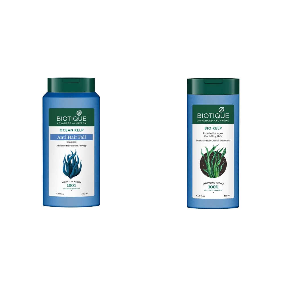 Biotique Bio Kelp Protein Shampoo for Falling Hair Intensive Hair Regrowth Treatment, 340ml & Biotique Bio Kelp Protein Shampoo for Falling Hair Intensive Hair Regrowth Treatment, 180ml