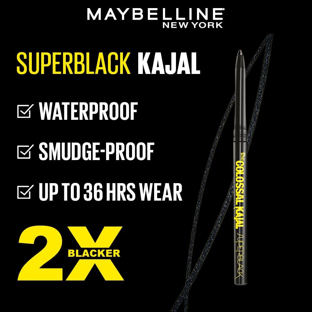 Maybelline New York Eye Makeup Kits & Combos | Eyeliner Combo with Colossal Superblack Kajal, Colossal Waterproof Mascara & Colossal Bold Liner (0.35g+10ml+3ml)