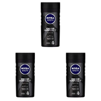 Nivea Men Body Wash, Deep Impact, 3 In 1 Shower Gel For Body, Face & Hair, With Microfine Clay, 250ml (Pack of 3)