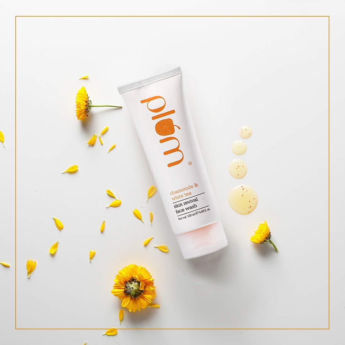 Plum Chamomile & White Tea Revival Face Wash | Mild Cleanser | For Normal, Combination Skin | 100% Vegan, Cruelty Free | 120ml