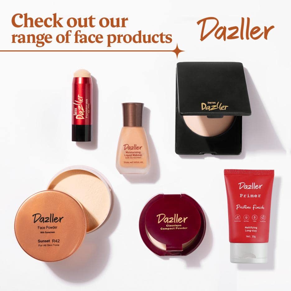 Dazller Classique Compact Powder, 9g - (Pack of 2), 8007 Cocoa, Velvety Natural Finish, Oil-Control, Sebum Absorption Formula, No-makeup look, Emollient-rich