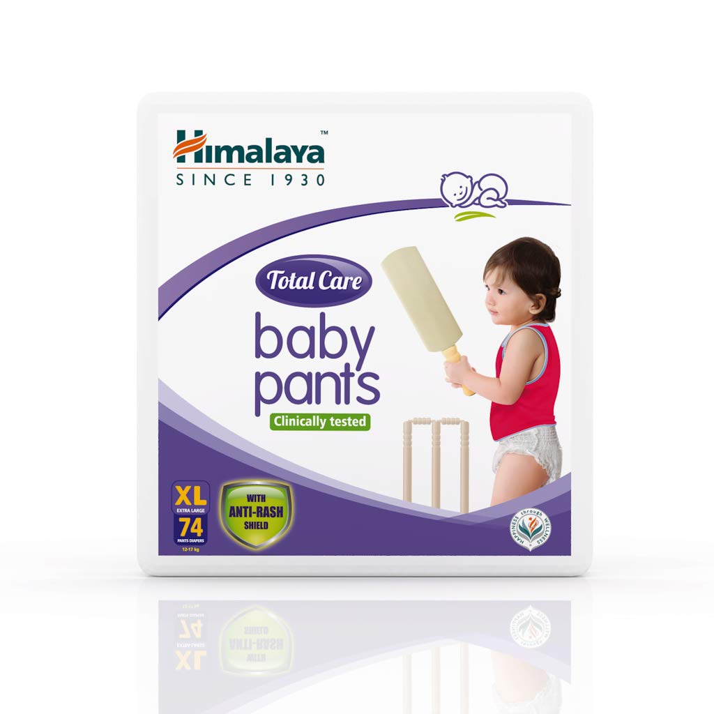Himalaya Total Care Baby Pants Diapers, Extra Large, 74 Count & Himalaya Extra Moisturizing Baby Soap (75g, Buy 3 Get 1 Free)