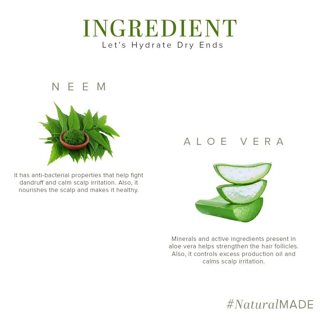Khadi Natural Neem & Aloe Vera Hair Cleanser, 210 ml, Hydrates Dry Ends (Pack 1, Neem Aloevera)