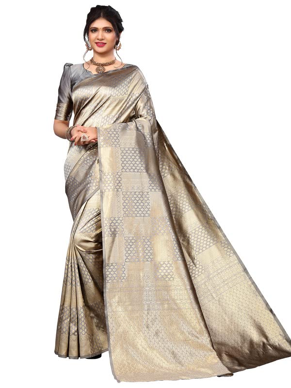 Satrani Women's Jacquard Poly Silk Saree With Unstitched Blouse Piece