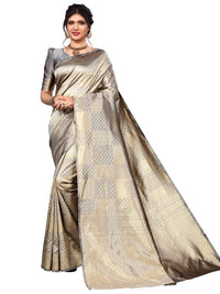 Satrani Women's Jacquard Poly Silk Saree With Unstitched Blouse Piece