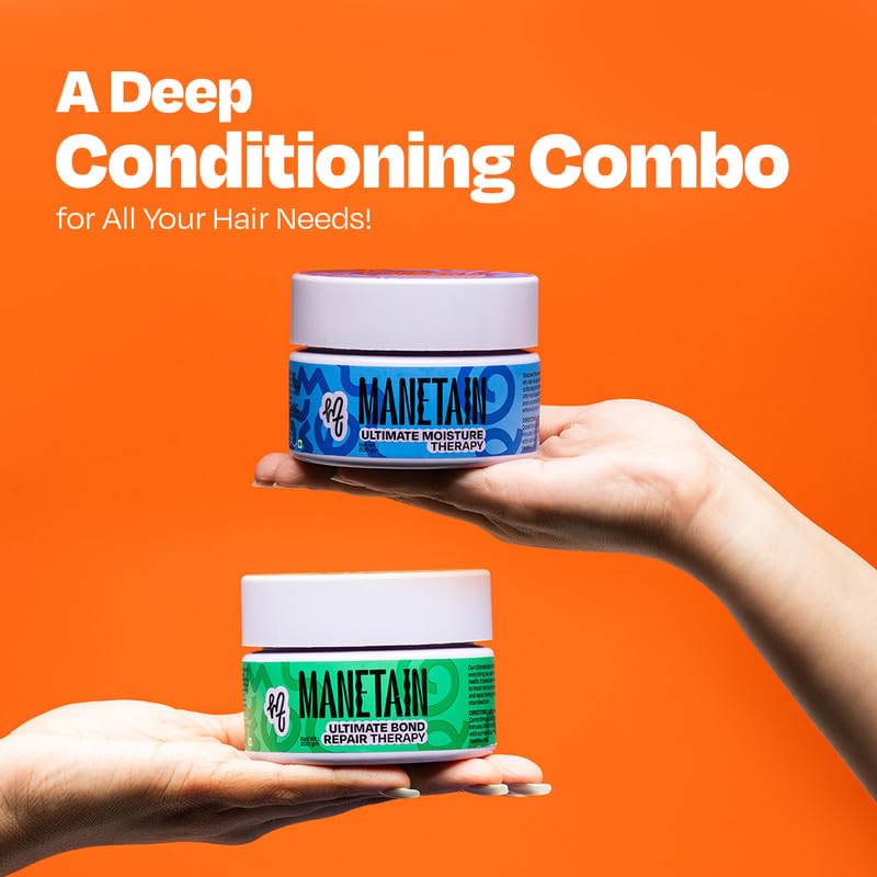 MANETAIN Ultimate Bond Repair & Moisture Therapy Duo – 2 x 200gm | Bond-Building & Hydrating Deep Conditioning Treatment | FiberHance, Plant-Based Keratin, Algae Oil & Hyaluronic Acid | Frizz Control, Curl Definition & Damage Repair | Sulphate & Paraben-F