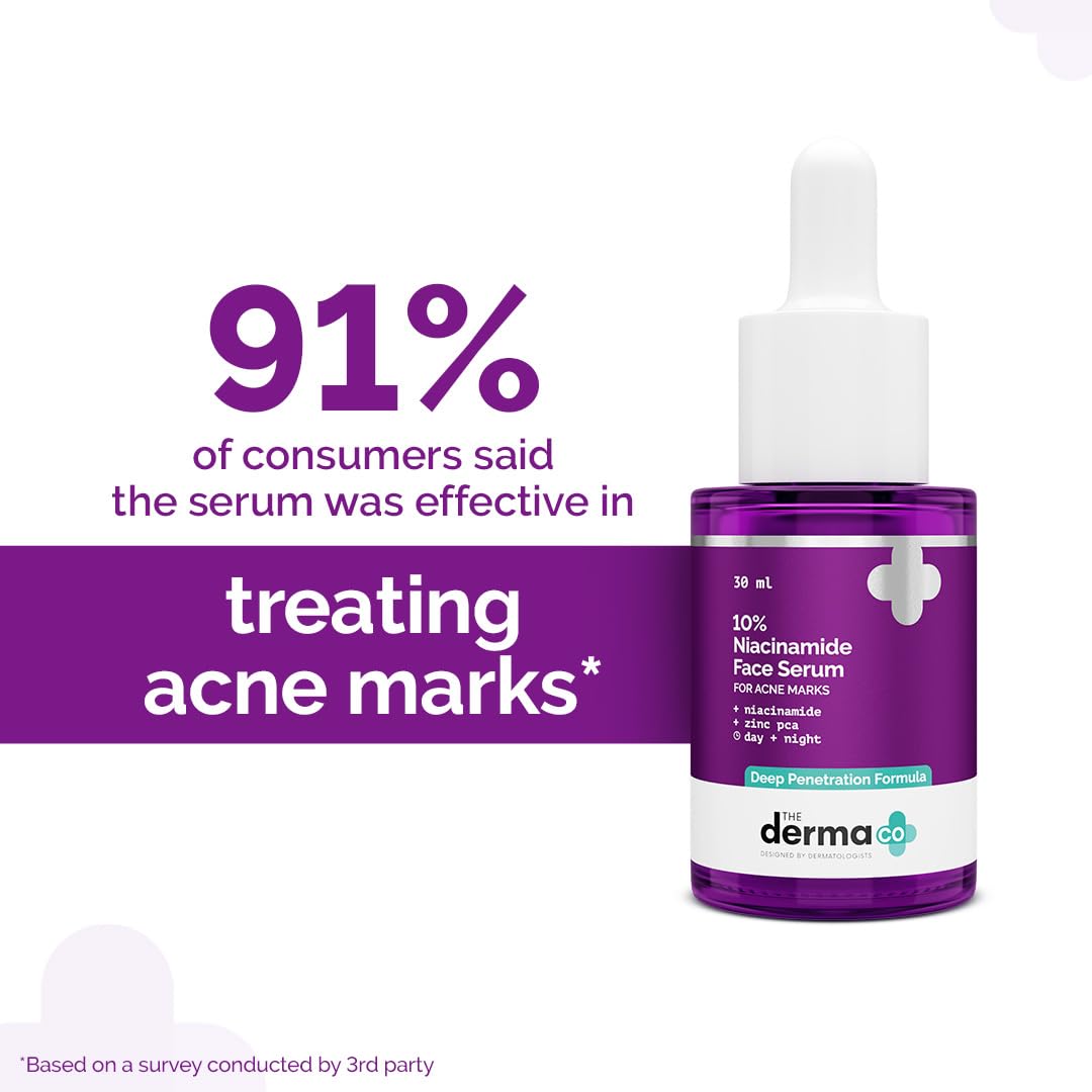 The Derma Co 10% Niacinamide Face Serum with 2% Zinc | Fades Acne Marks | Fights Acne | Controls Oil Production | Reduces Dark Spots | 30 ml