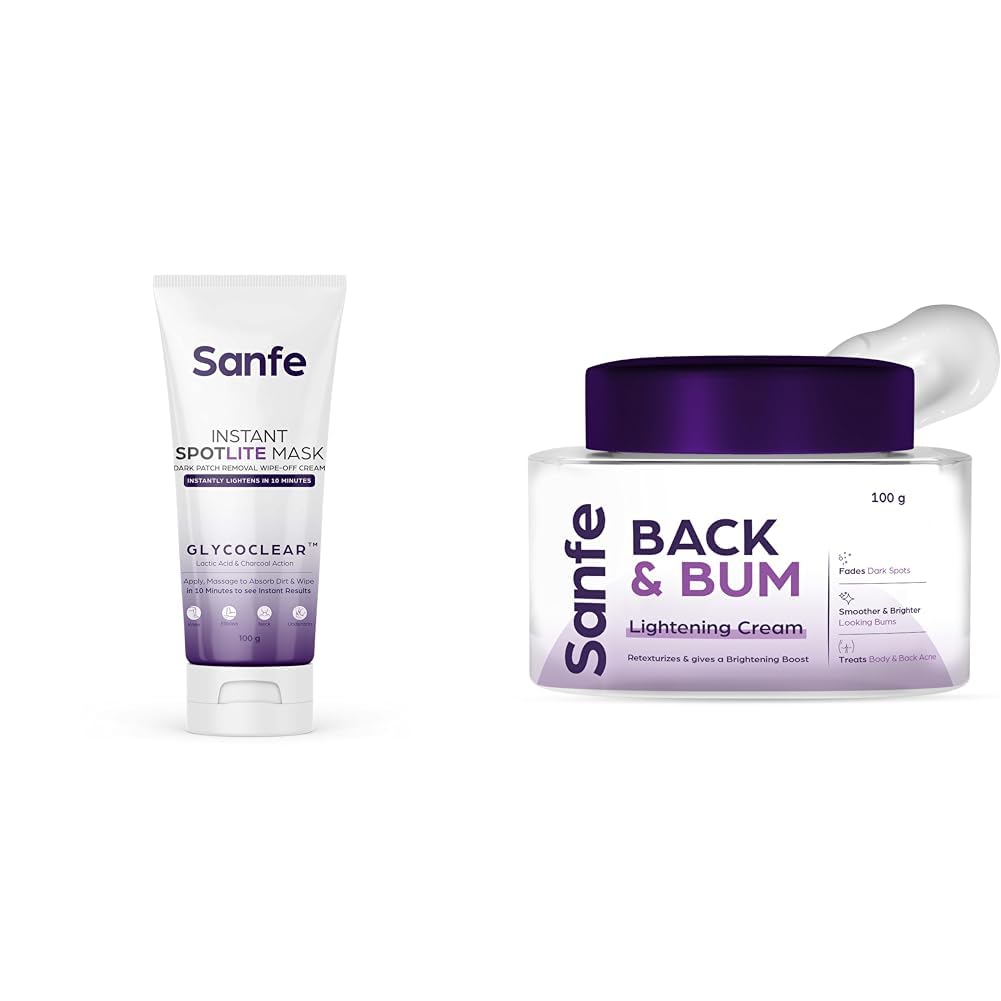 Sanfe Instant Spotlite Mask For Dark Underrams Neck & Body Back & Bum Cream for Dark Spots and Body Acne Glycolic Acid Lactic Acid & Urea 11% AHA & Maximum Exfoliation Remove Dead Skin 100gm