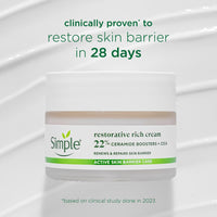 Simple Active Skin Barrier Care Restorative Rich Cream 40g | with 22% ceramide boosters & cica | renews and repairs the skin barrier