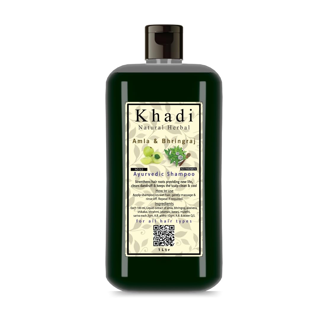 Khadi Natural Herbal Amla & Bhringraj Shampoo for Men Women 1000ml
