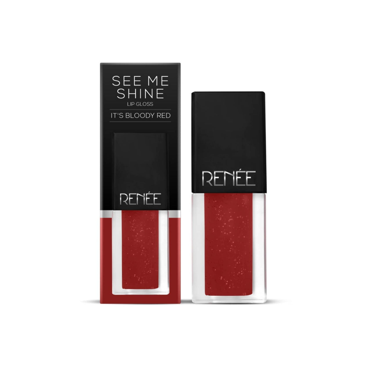 RENEE See Me Shine Lip Gloss, Glossy Finish for All Skin Tone, Enriched with Jojoba Oil, Non Sticky, Hydrating, Easy Glide Formula, Pink Pow-Wow 2.5ml & See Me Shine Lip Gloss (It's Blood Red)