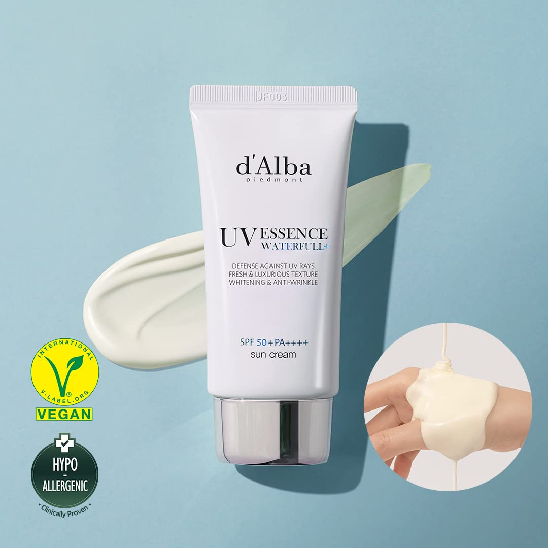 d'alba Piedmont Italian White Truffle Waterfull Essence Sunscreen, Vegan Skincare, Lightweight Sunscreen With Spf 50+ Pa++++, Glowy, Safe For All Skin Types,50ml