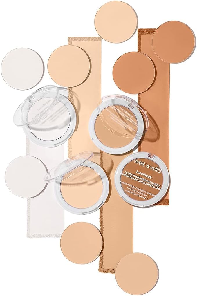 Wet n Wild Bare Focus Clarifying Finishing Powder | Matte | Pressed Setting Powder Medium-Tan with Vitamin E & Vegan Collagen Paraben & Cruelty Free-1.34 Ounces