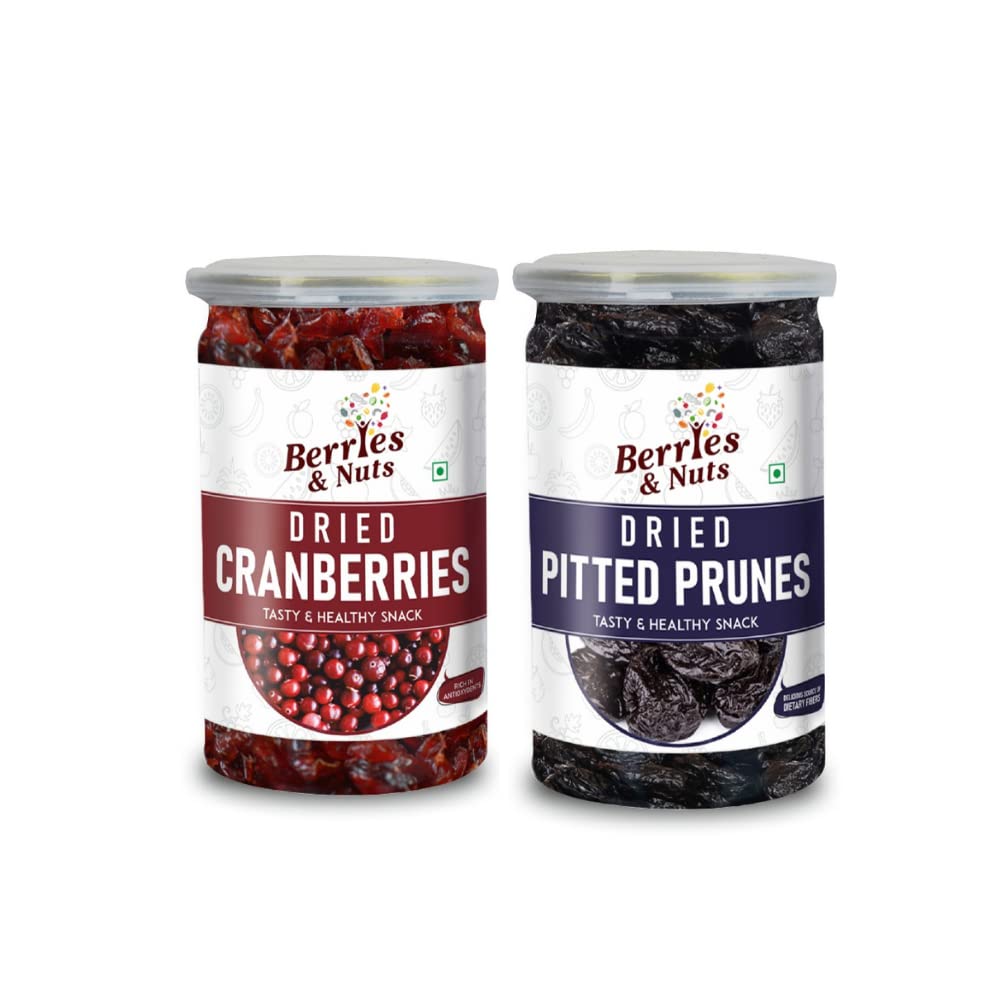 Berries And Nuts Dried Cranberry & Prunes Combo | Cranberry 200 Grams & prunes 250 Grams