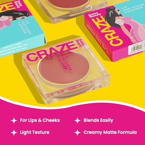 Swiss Beauty Craze Lip and Cheek Macaron | Multi- Purpose, lightweight Cream tint with Vitamin E and Olive oil | Shade- Apple Pie, 3gm