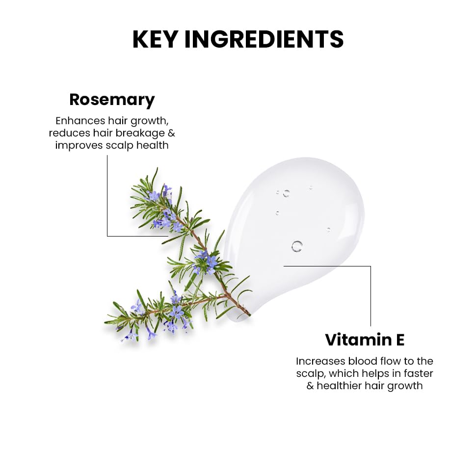 ThriveCo Rosemary Essential Oil For Hair Growth & Hair Fall Control | Reduces Hair Breakage & Improves Scalp Health | 100% Pure, Certified Organic & Natural | With Vitamin E | For Men & Women | 15ml