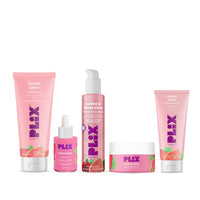 PLIX - THE PLANT FIX Guava & Roses Regime for Bright Skin & Balanced Skin pH| Hydrating Cleanser| 2-in-1 Toner Serum| Serum | Smoothie Moisturizer| Invisible Sunscreen Gel With SPF 50+ PA +++| For Men & Women Pack of 5