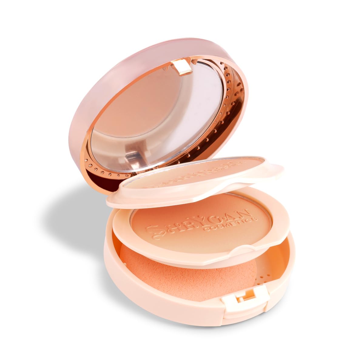 Shryoan 2 IN 1 Oil Control Compact Powder Full Coverage White Tone with Mirror Fair Skin Matte Finish Double Beige Shades with Oval Makeup Brush (SH05)