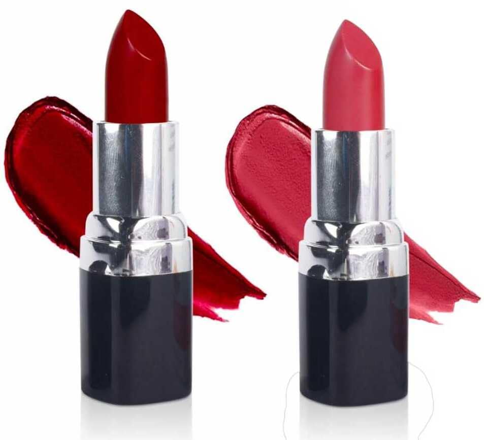 Barva Natural & Moisturising Lipsticks made using Clarified Butter, Kokum butter and Mineral Colours, 4.3g (Pack of 2) (Fuchsia 336 & Glory 415)