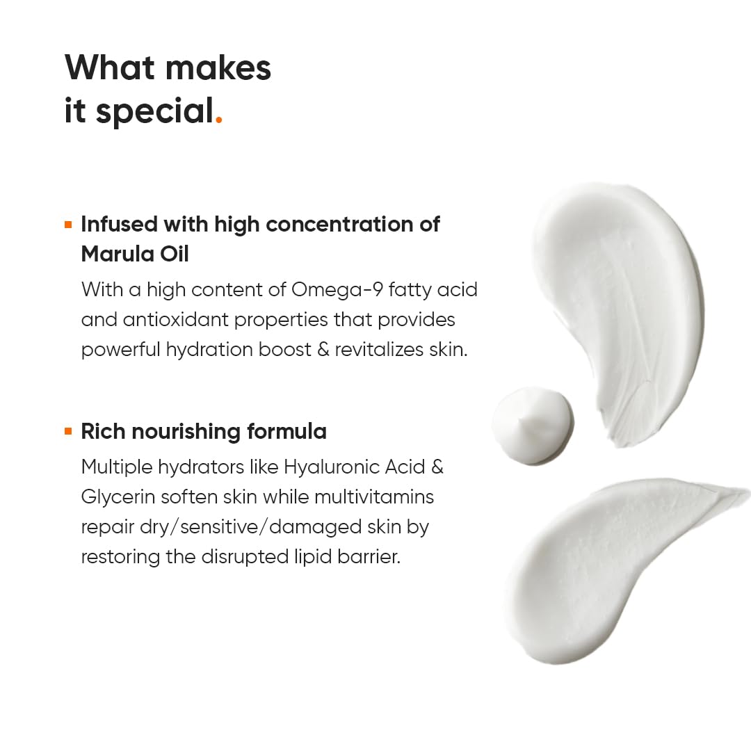 Minimalist Marula Oil 5% Face Moisturizer For Dry Skin With Hyaluronic Acid For Deep Nourishment & Hydration, For Men & Women