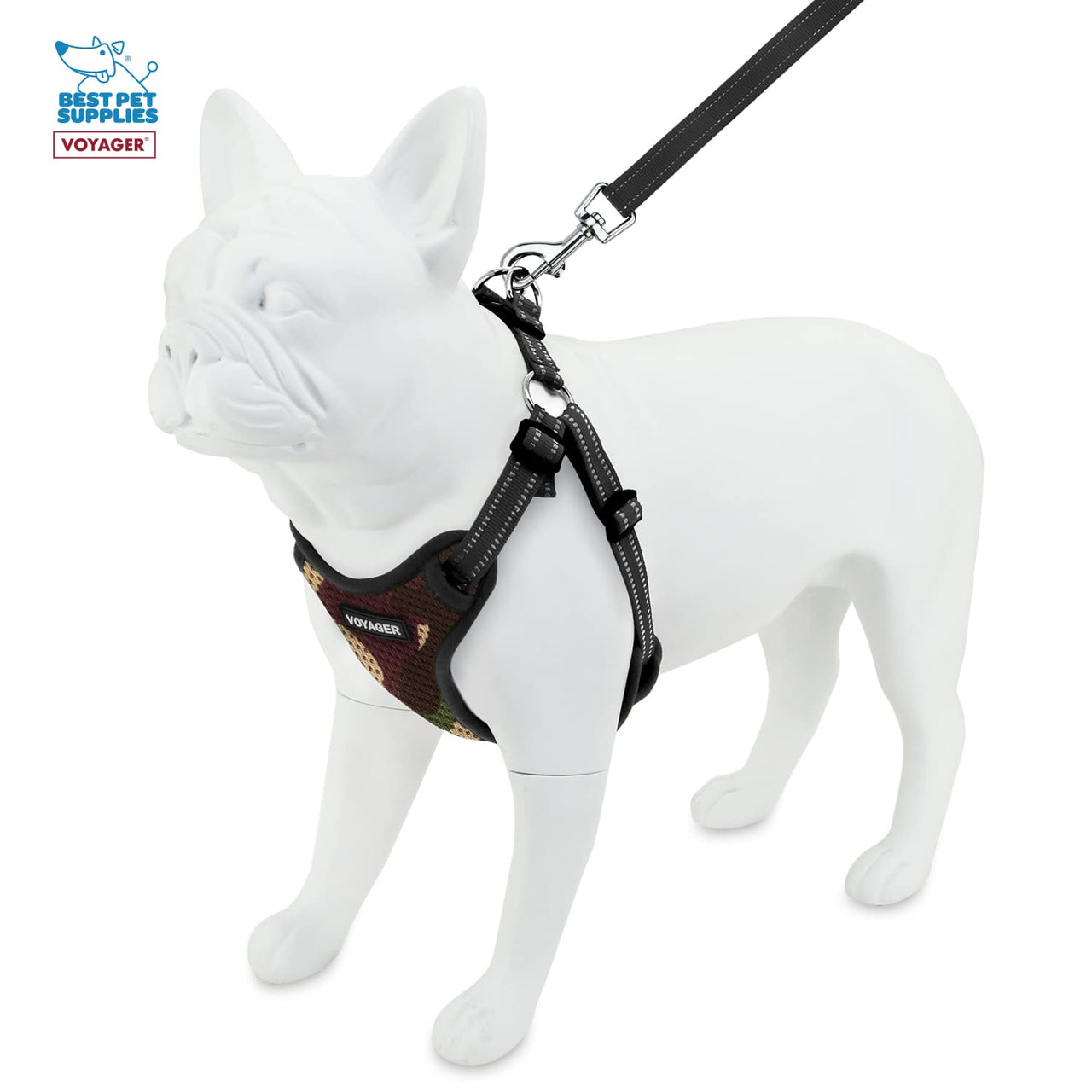 Best Pet Supplies Voyager Adjustable Dog Harness Leash Set with Reflective Stripes for Walking Heavy-Duty Full Body No Pull Vest with Leash D-Ring, Breathable All-Weather - Army/Black Trim, L Harness Leash Set (Army Base) L (Chest: 20 - 25")