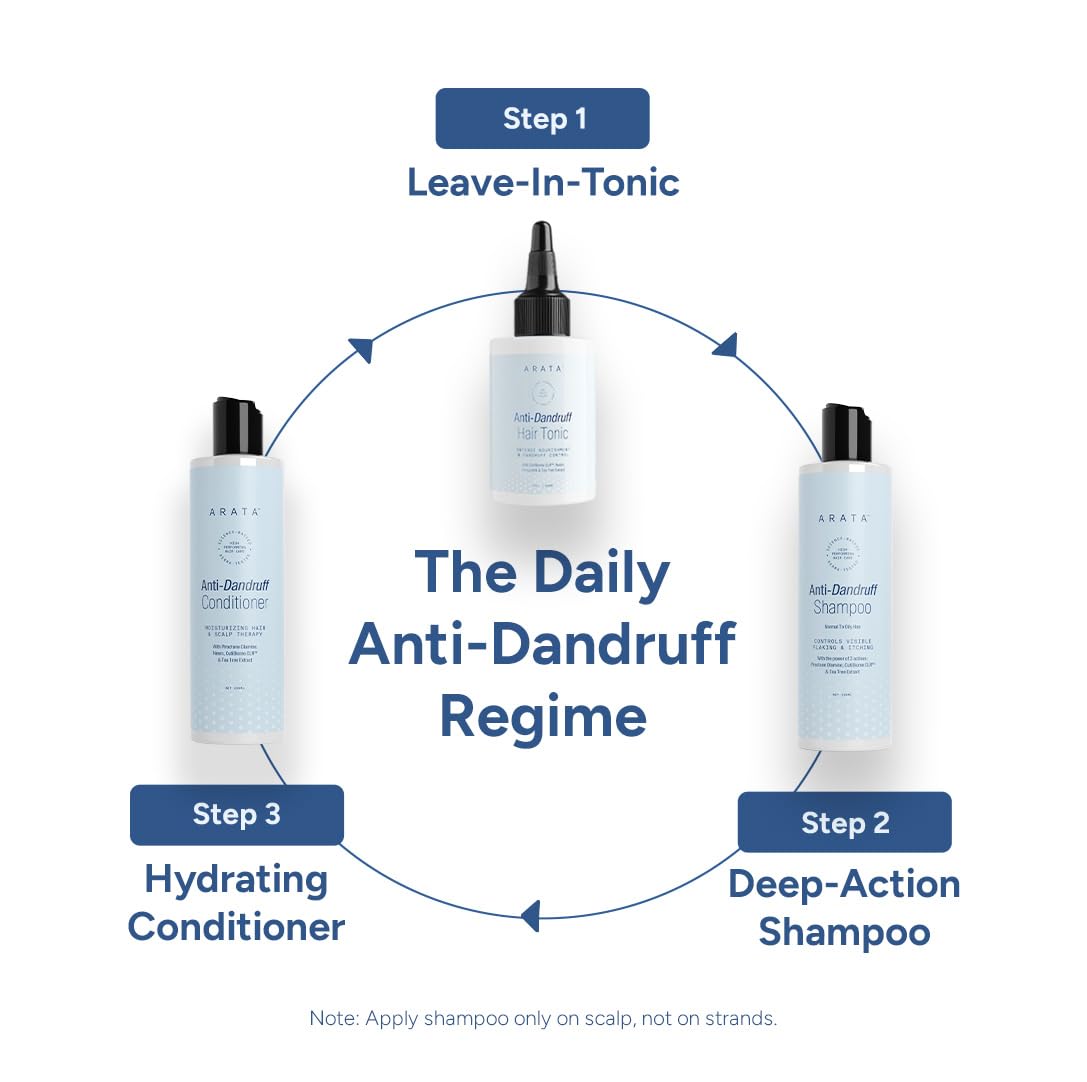 Arata Anti-Dandruff Shampoo for Women and Men I With Piroctone Olamine |Up To 100% Dandruff Reduction I Soothes Dry Flaky Scalp and Itching I Ideal For Dandruff Cure | 200 ML