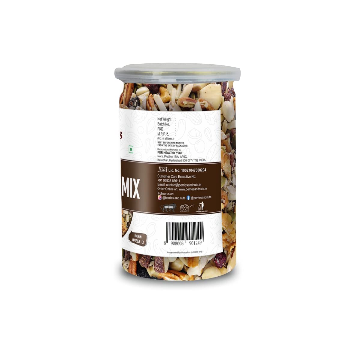 Berries And Nuts Special Protein Trail Mix | Dried Berries, Nuts & Seeds | 600 Grams | 3 Bottle of 200 Grams